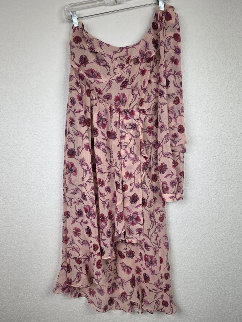 For Love & Lemons Floral One-Shoulder Ruffle Dress